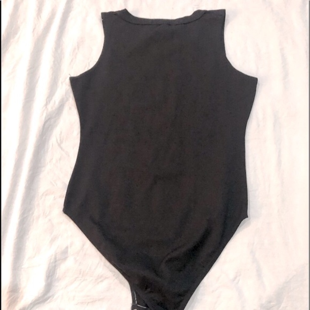 THREE BEE label black sleevless front half zip bodysuit sizeL excellent cond - Picture 9 of 14